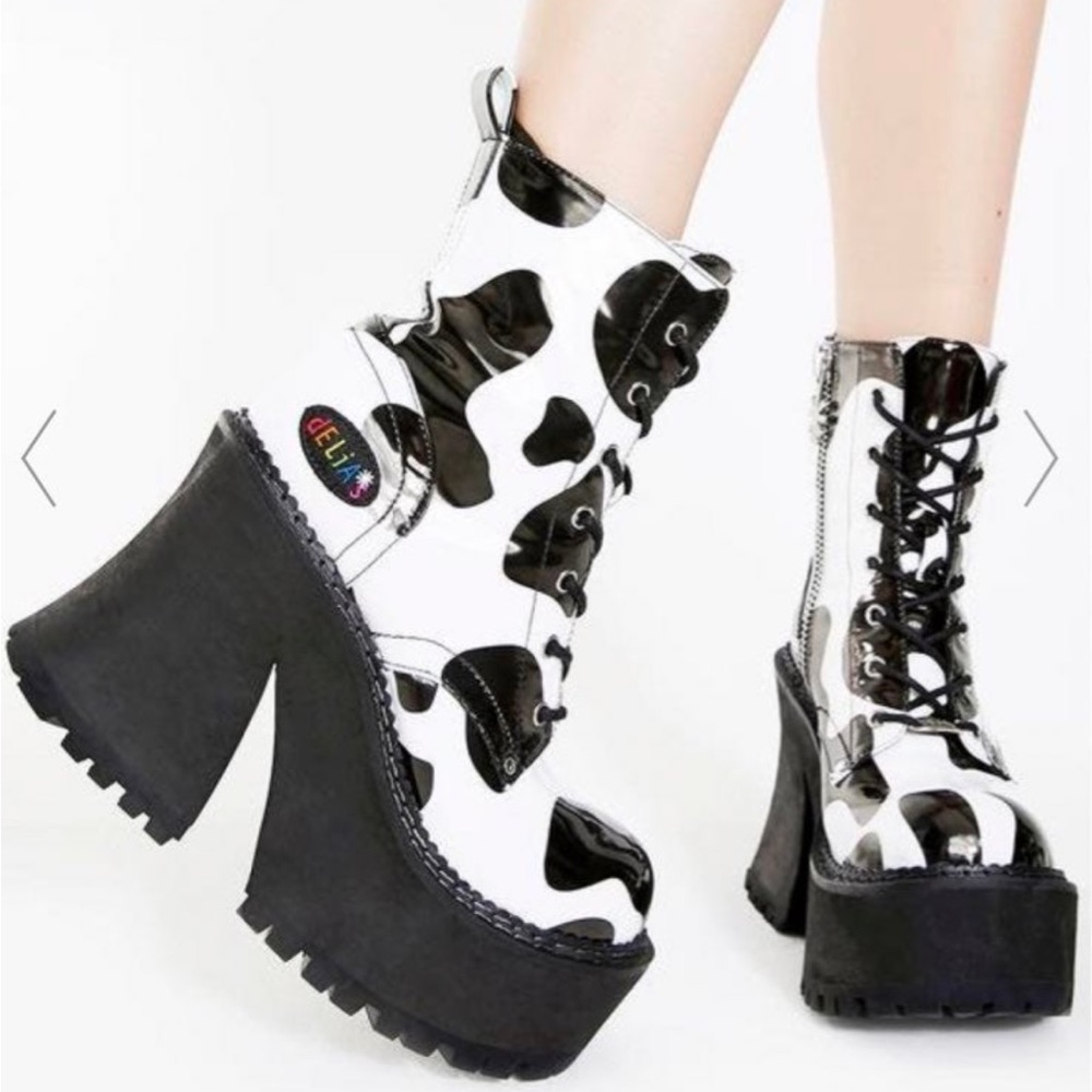 Black and White Platform Boots
